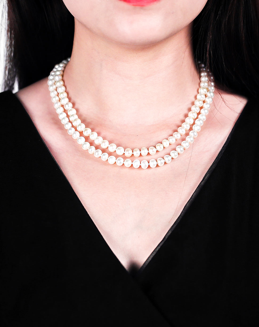 双排经典款珍珠项链