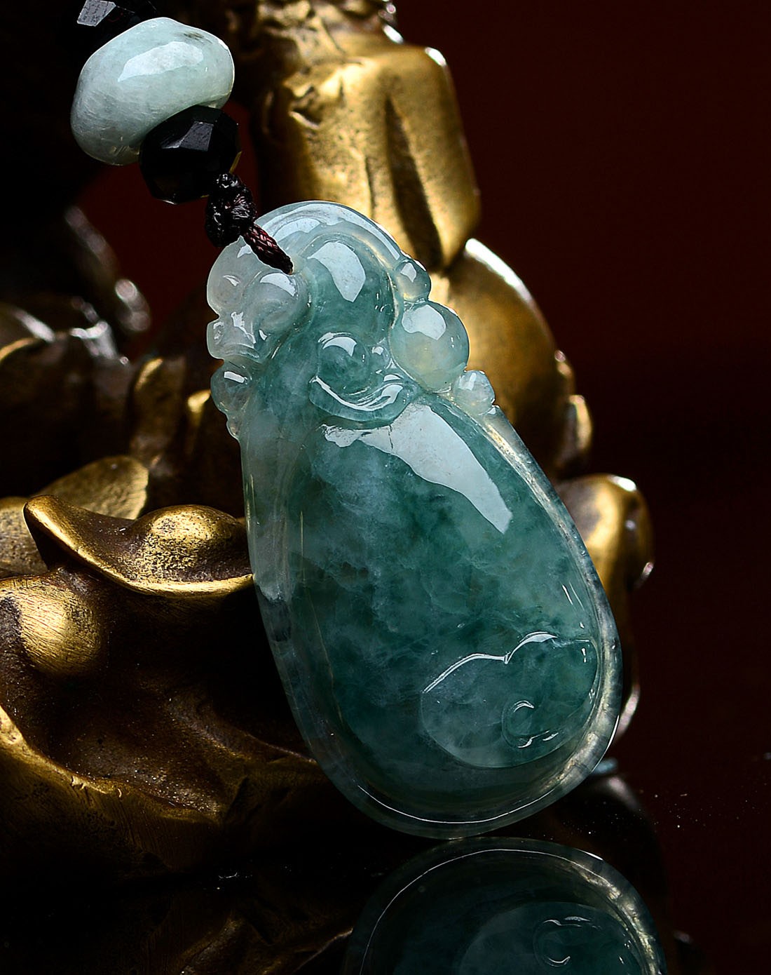 天然a货翡翠冰润飘蓝花有求必应吊坠