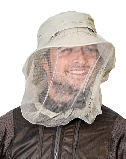 防紫外线 中性浅卡遮阳帽 防蚊虫可收纳