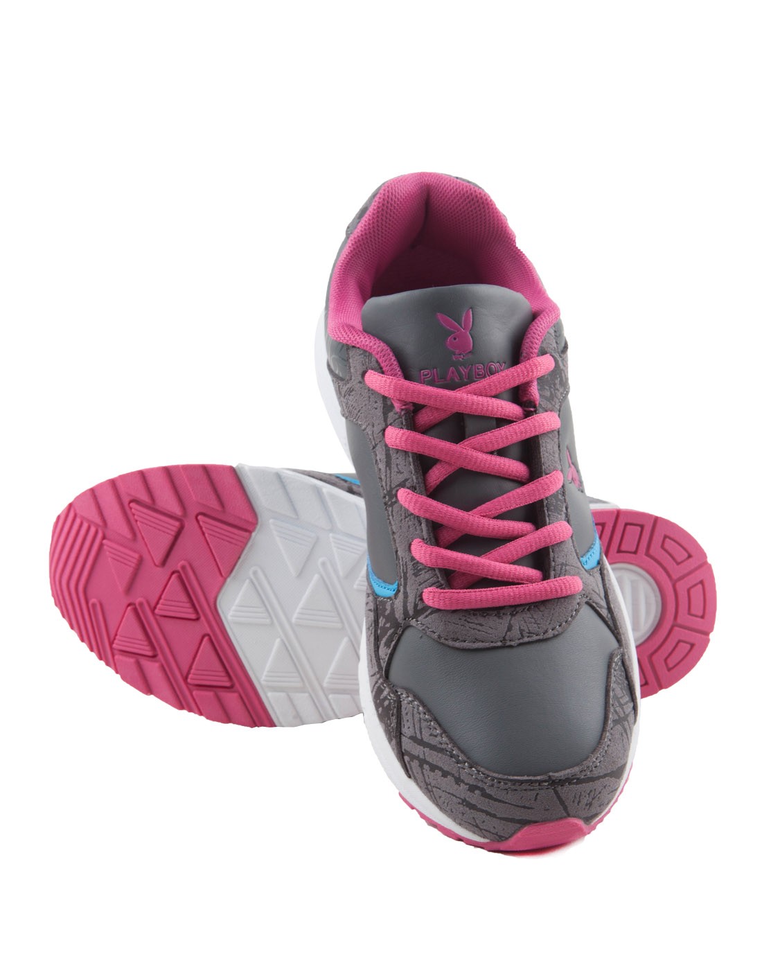 花花公子女款深灰/玫红色时尚休闲鞋247055229354_唯品会