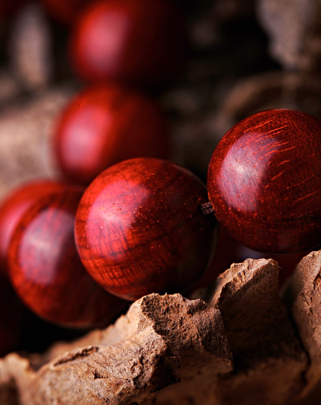 印度.迈索尔邦360度满龙鳞水波金星小叶紫檀手串18mm