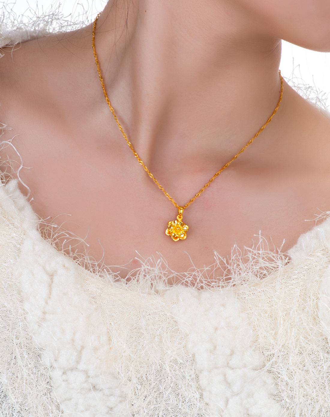 千足硬金繁花似锦吊坠