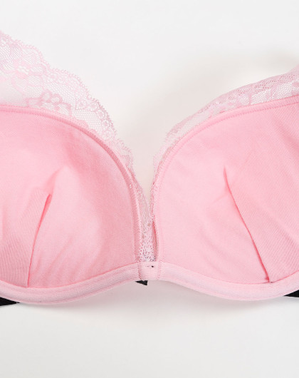 爱慕旗下年轻品牌男女内衣专场shine love心爱女款粉色甜美蕾丝3/4中