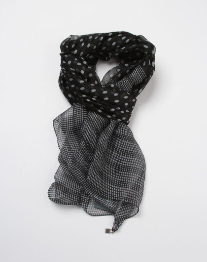 黑白色圆点丝巾