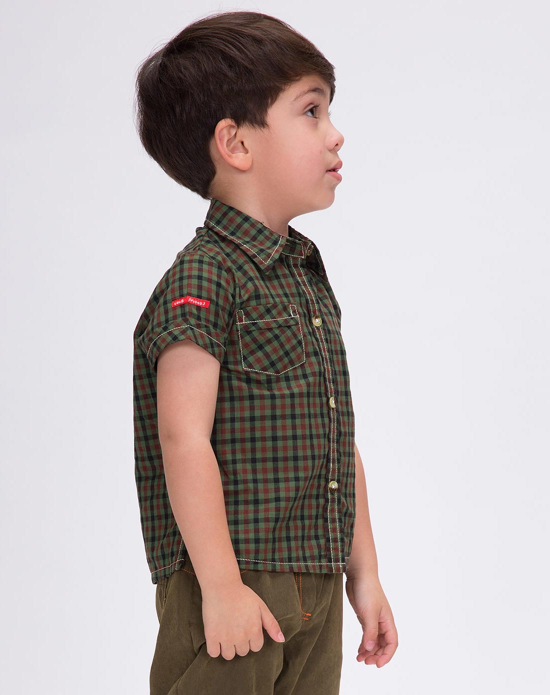 莱贝吉lepetit 中性绿色短袖衬衫