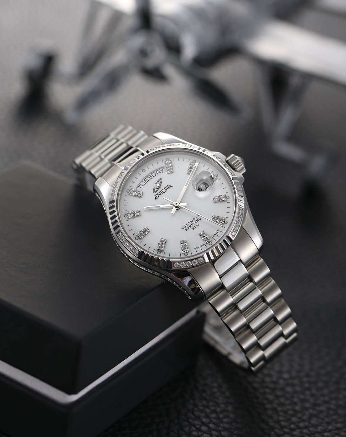 英纳格enicar自动系列白色男表3169/50/330as