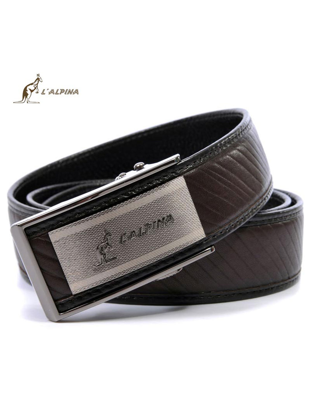 男款啡色袋鼠成功真男人真皮皮带