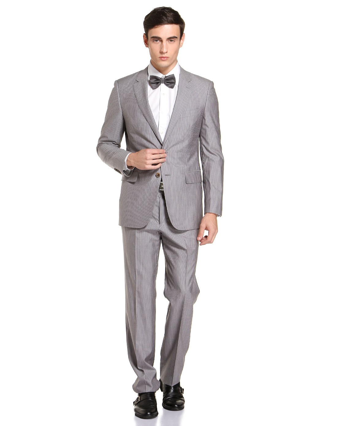 灰色时尚商务绅士长袖西服套装