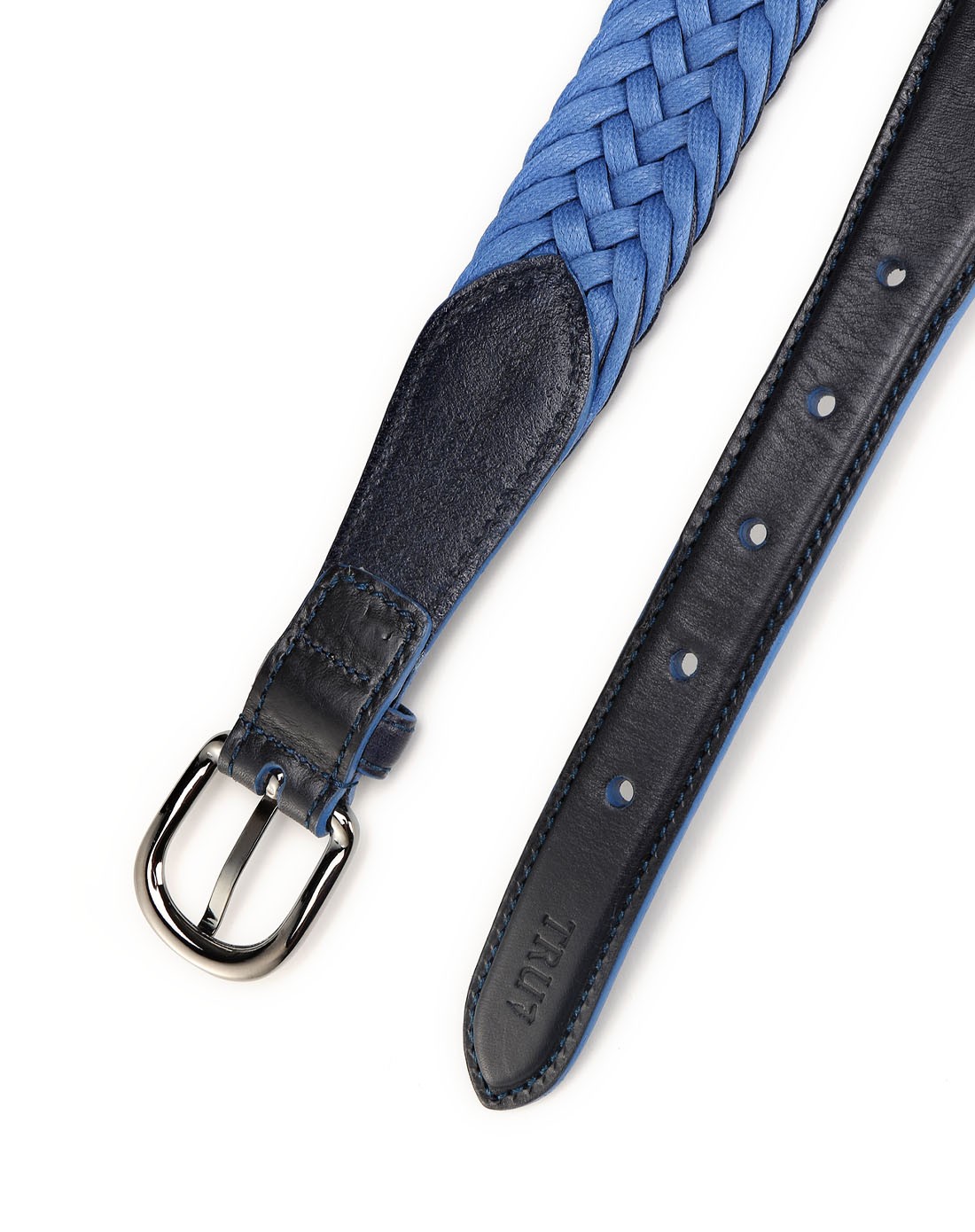 杜鲁萨迪trussardi旗下男女男款蓝色时尚编织百搭皮带t52ec018k255s