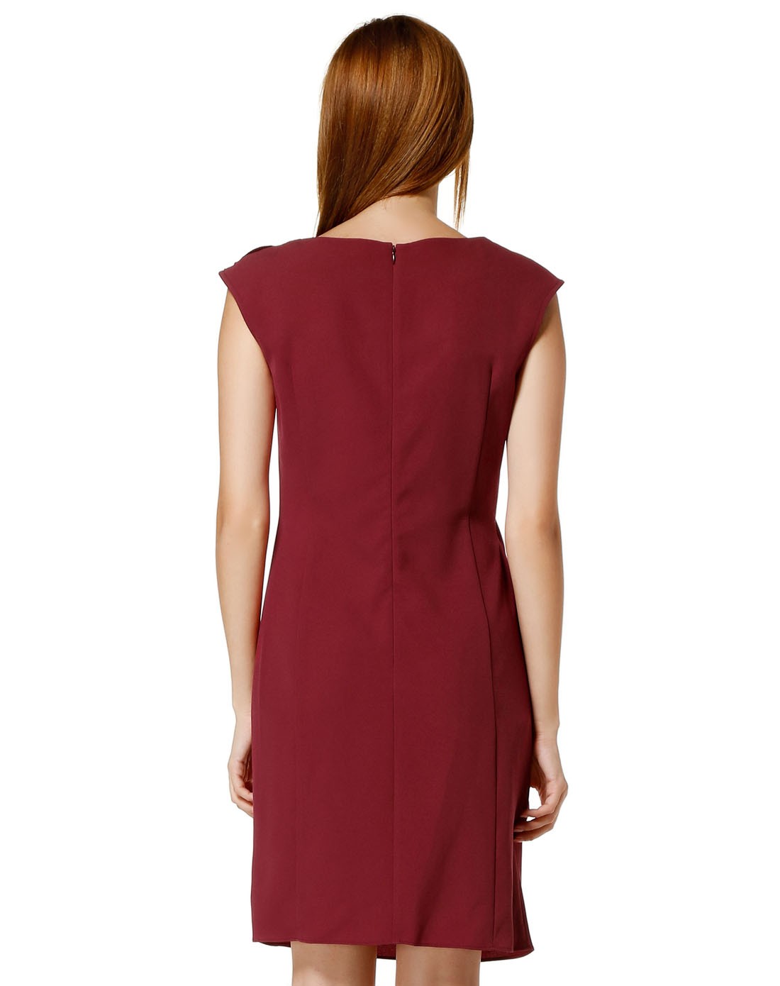 深枣红色经典雅致连衣裙