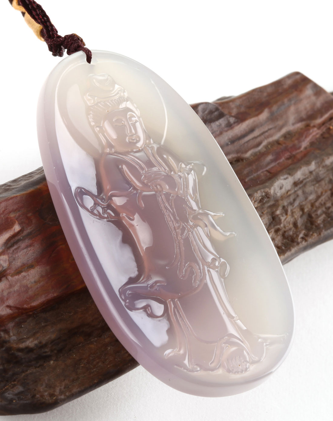 天然玛瑙站观音吊坠(附证书)