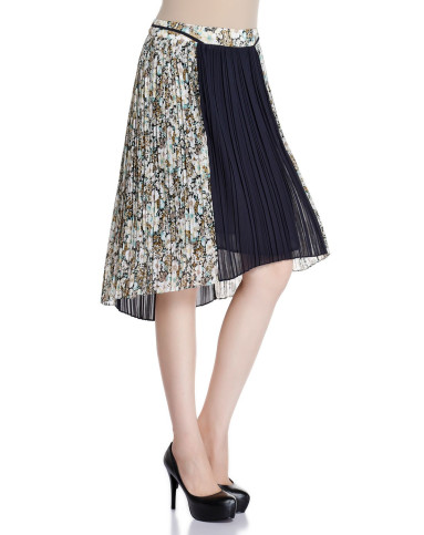 on&on & w. & coiincos女装黑蓝/多色斯文印花半裙nw2ms449-10_唯品会