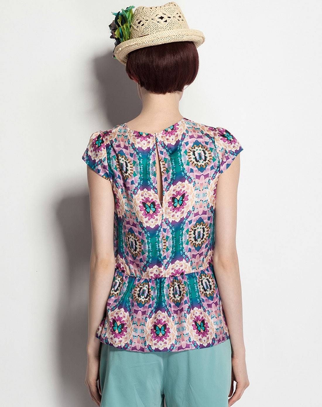 女孔雀绿衬衫/上衣