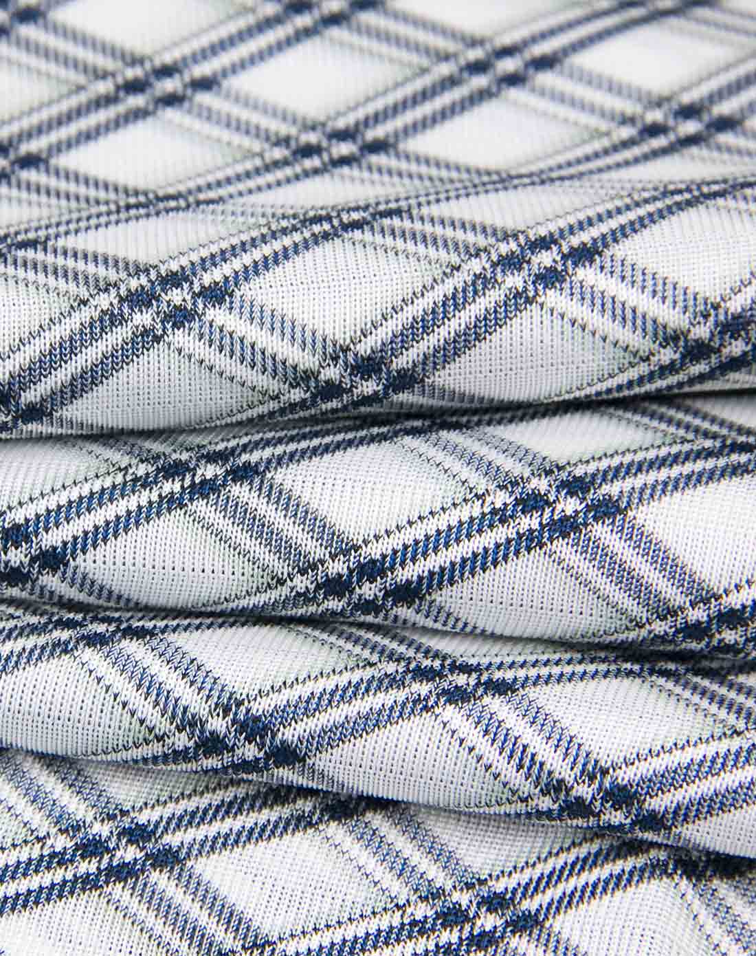 蓝/白色菱纹商务翻领短袖t恤