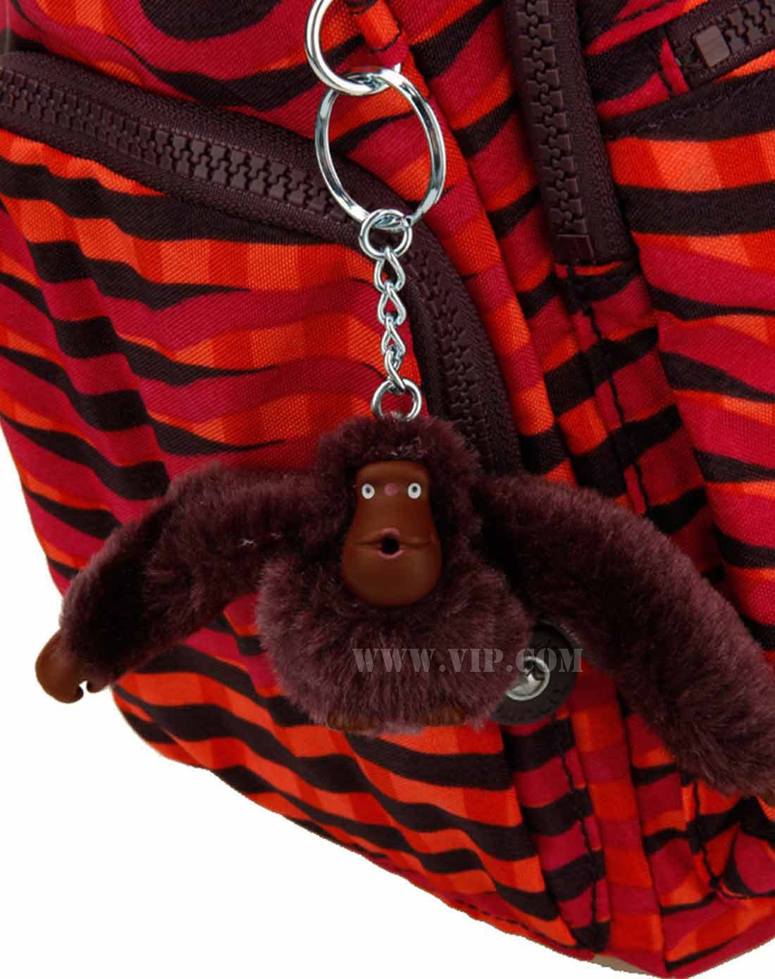 kipling猴子橘紫波浪纹单肩斜挎包