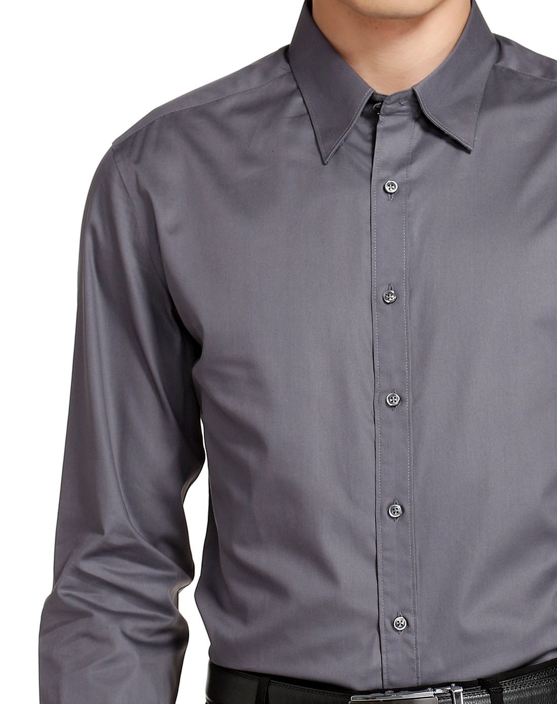 男款灰色简洁大气长袖衬衫