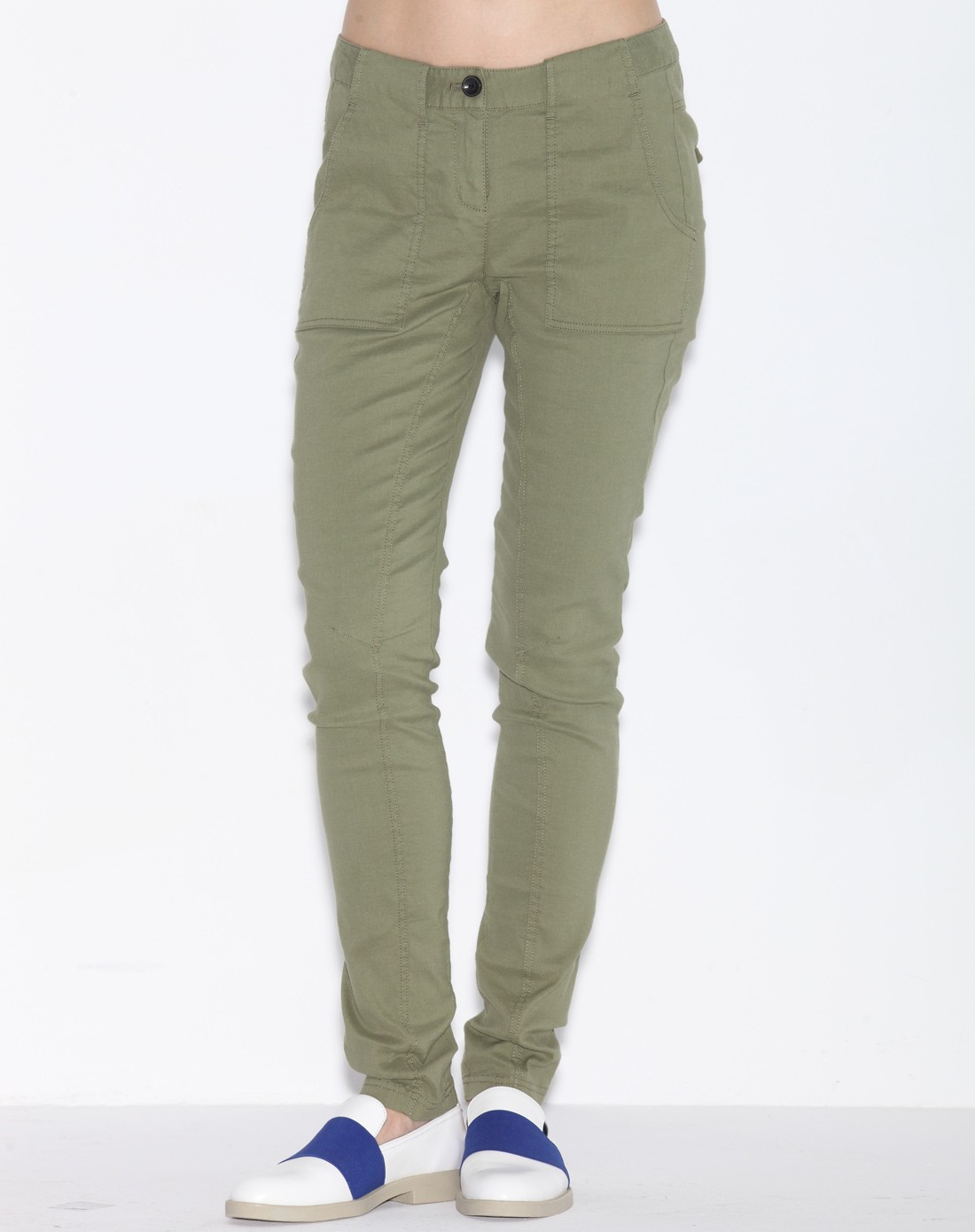 浅橄榄绿色时尚百搭长裤