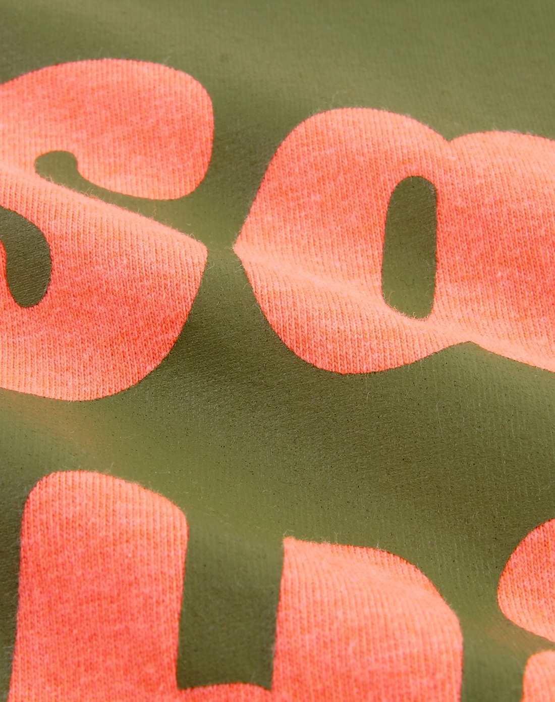 荧光橙色纯棉字母印花短袖t恤