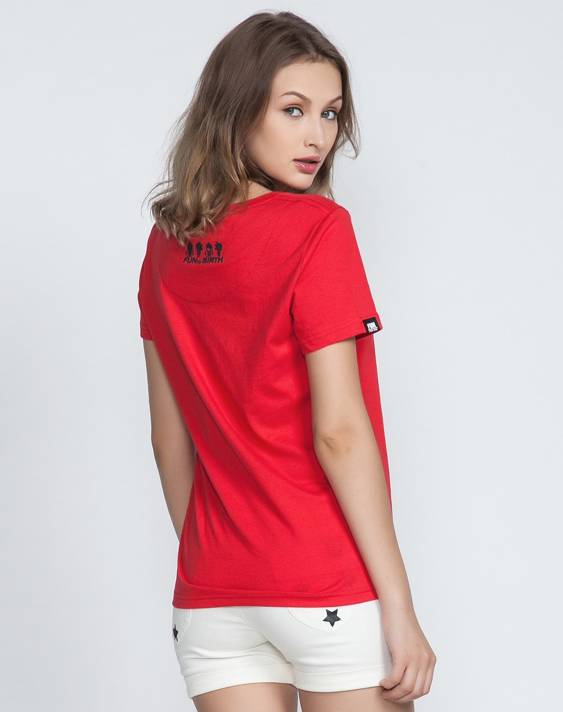 纯棉 女款红色短袖t恤 经典柔软