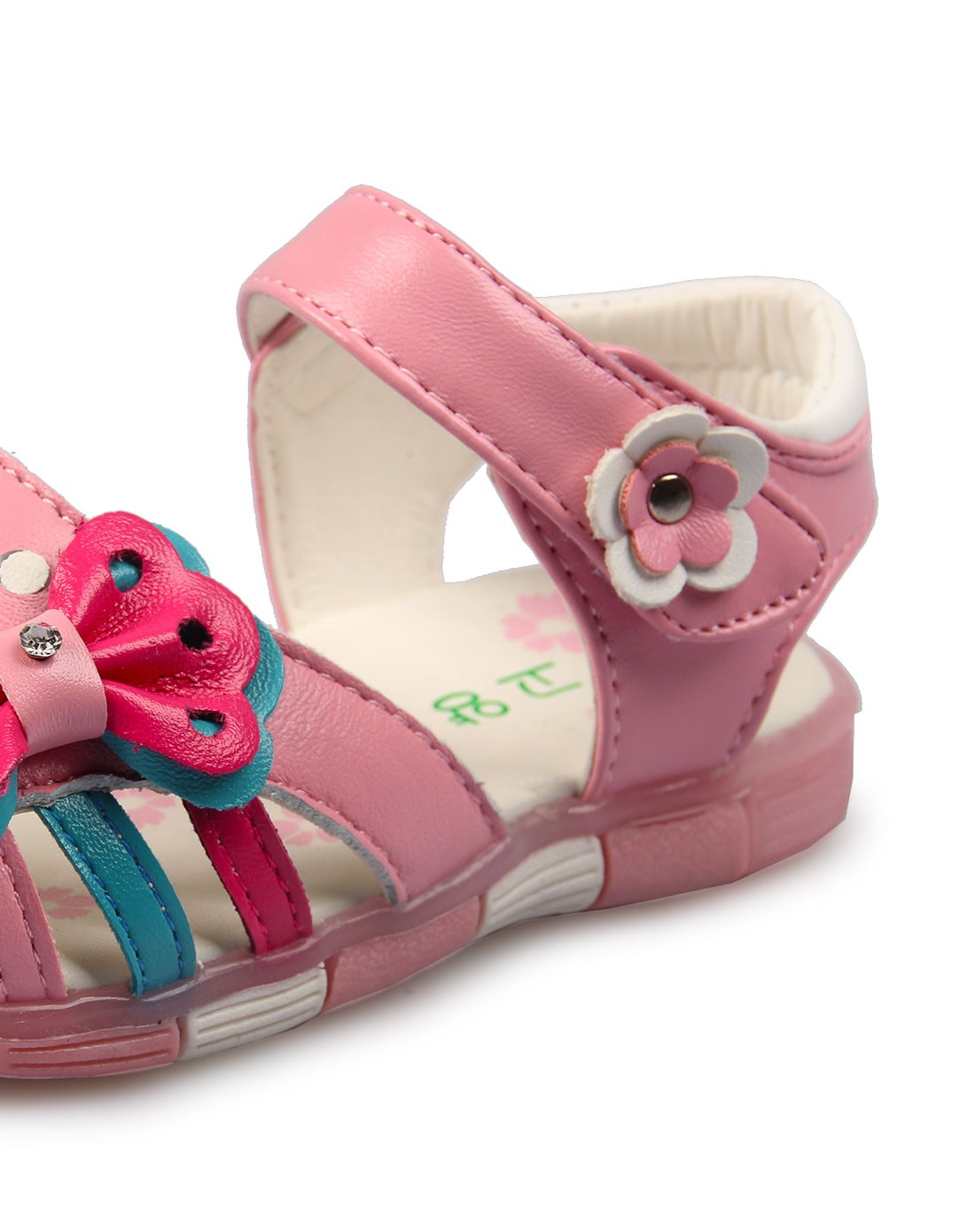 女童0-3岁粉色可爱亮灯公主羊皮凉鞋