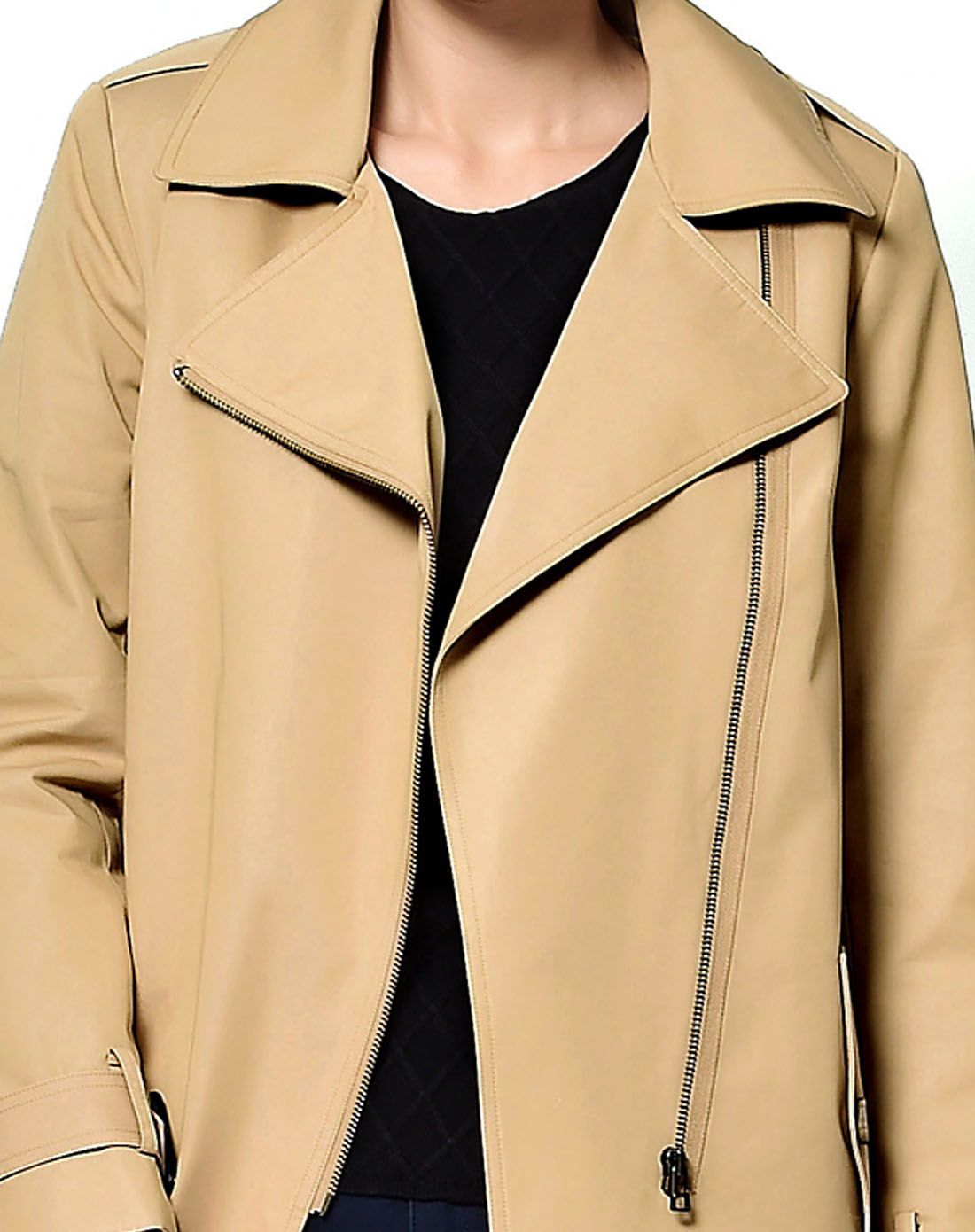 深卡其斜排门襟帅气时尚必备款风衣