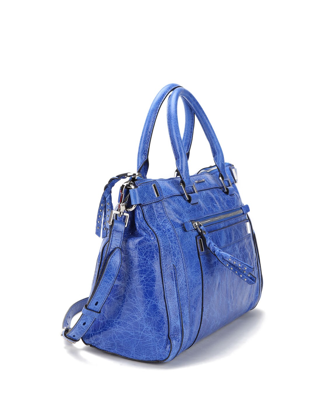 蓝色经典百搭手提单肩包