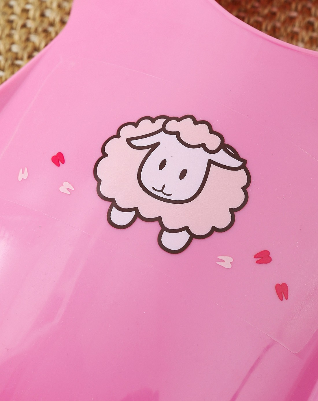 【2件起售】婴幼儿免洗可调节餐兜粉色小羊21cm*32cm