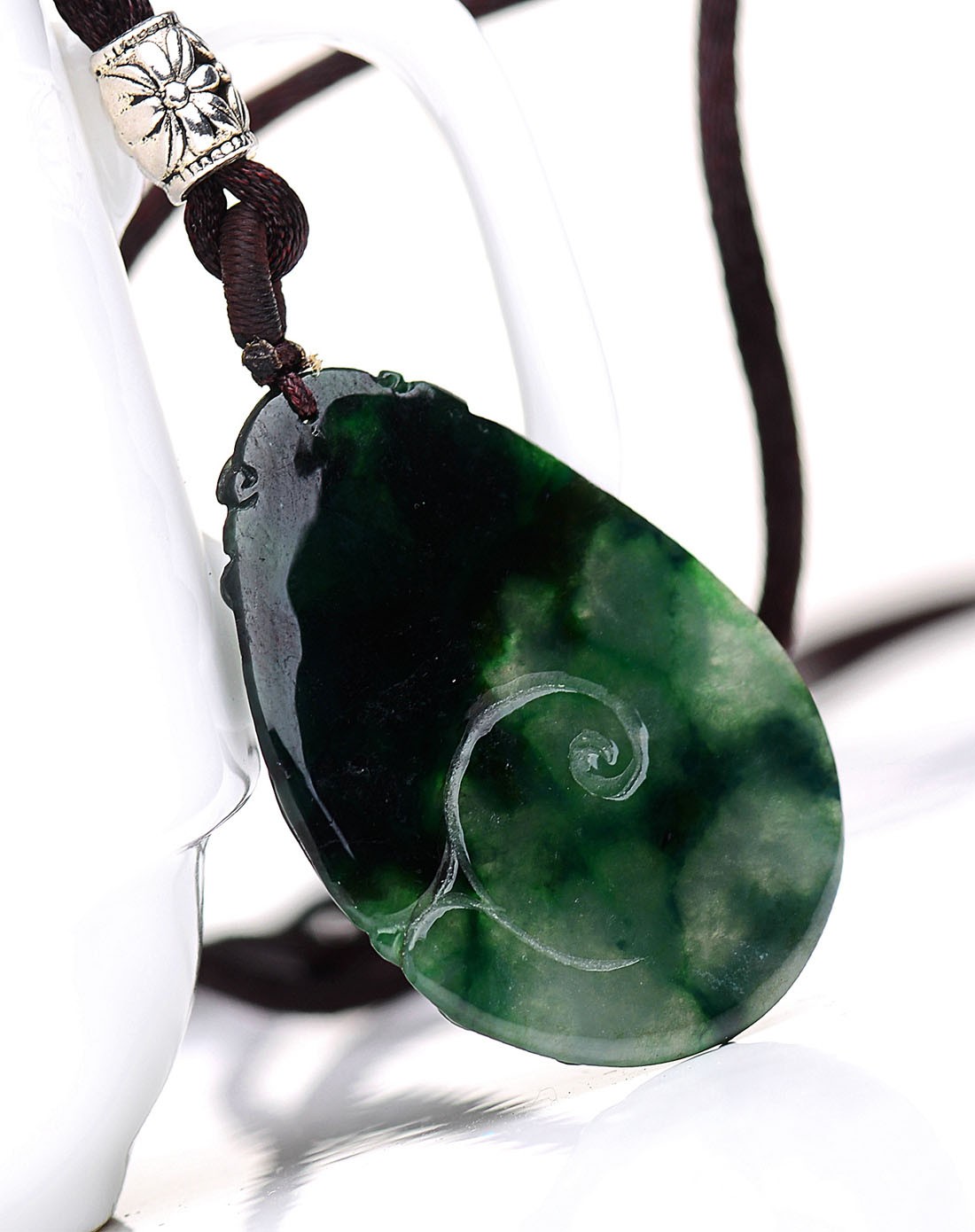 天然a货翡翠冰种郁翠夺目和和美美吊坠