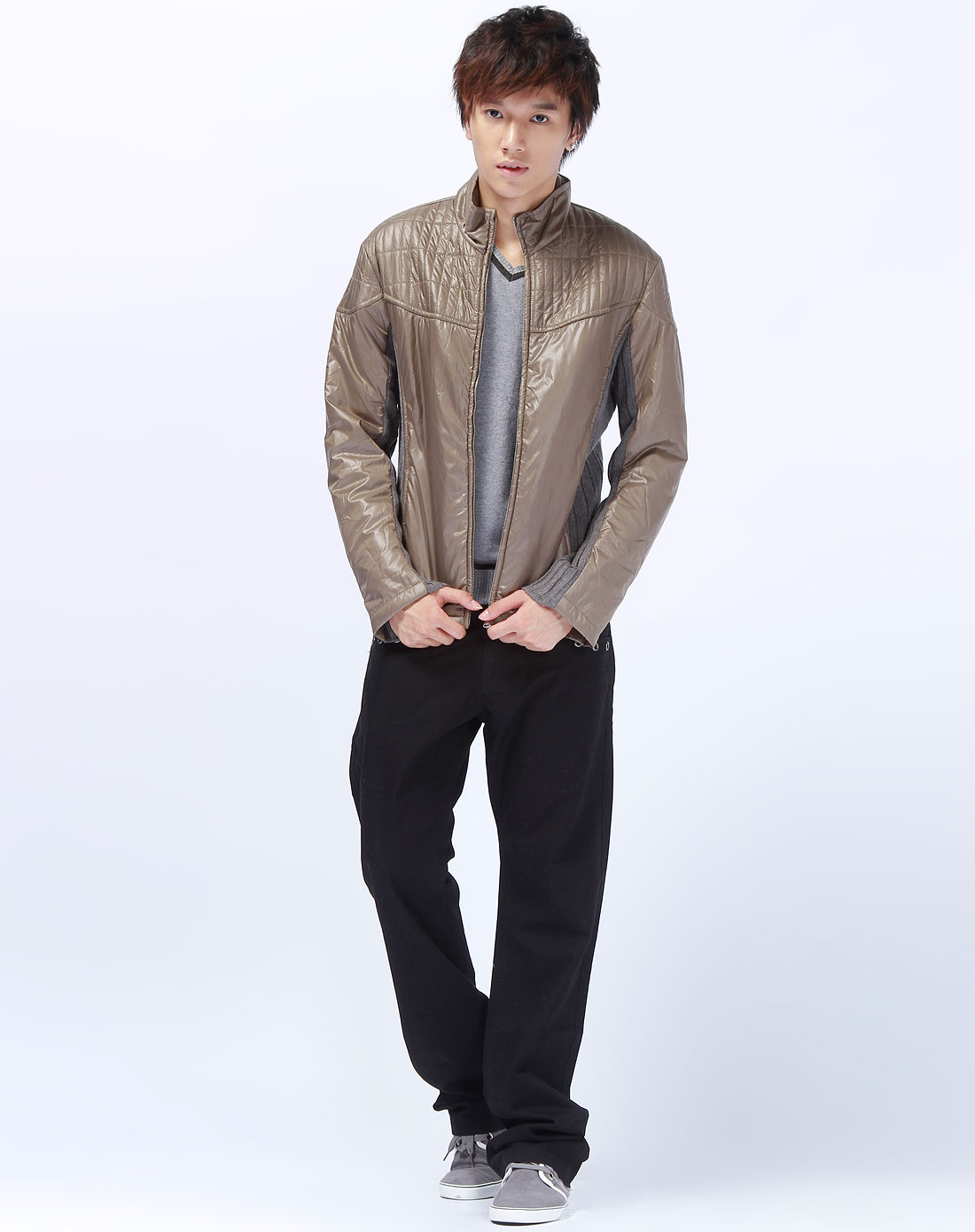 酷kuhle 男款古铜色拼布长袖外套