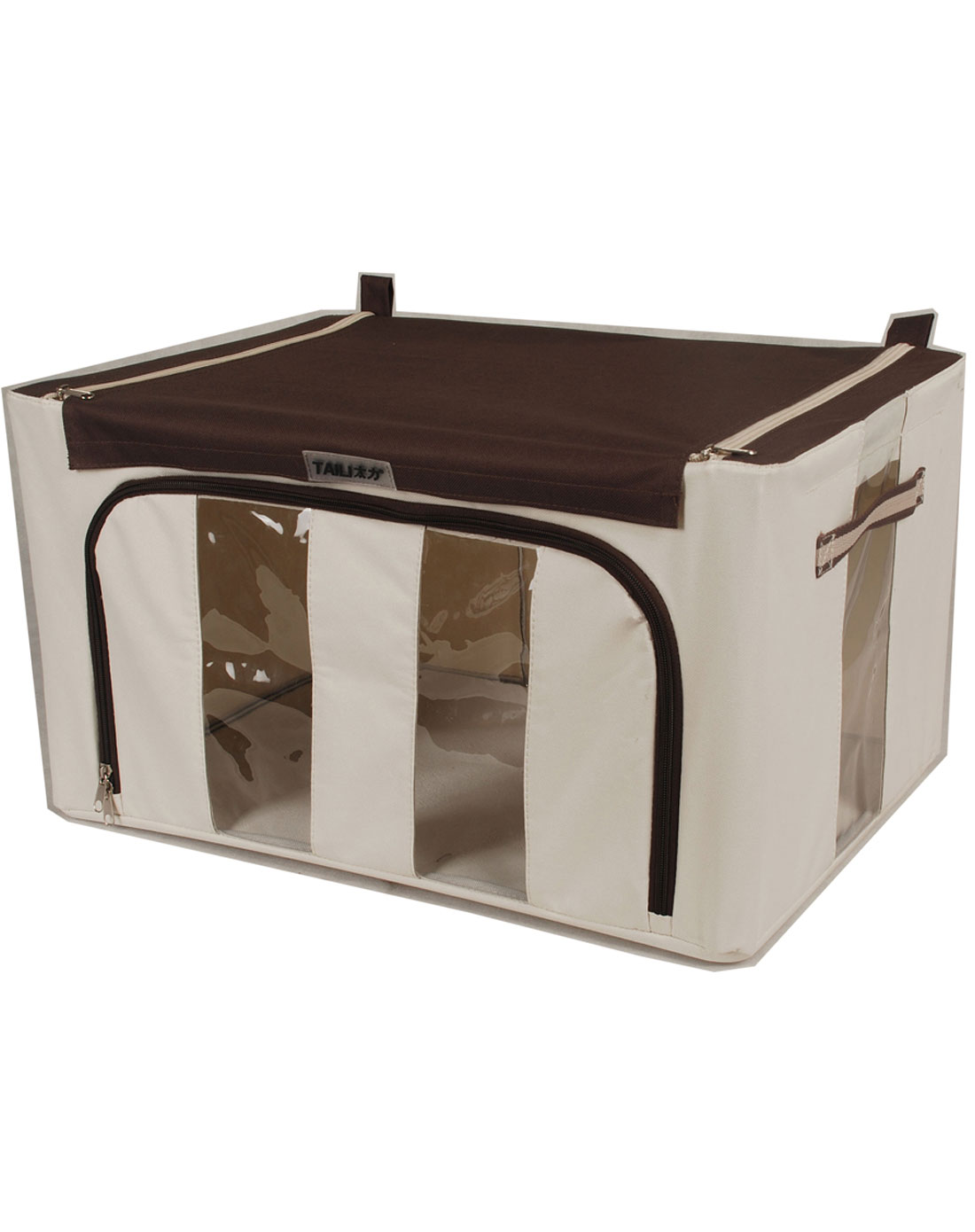 牛津布咖啡色 米白色百纳箱(60l)