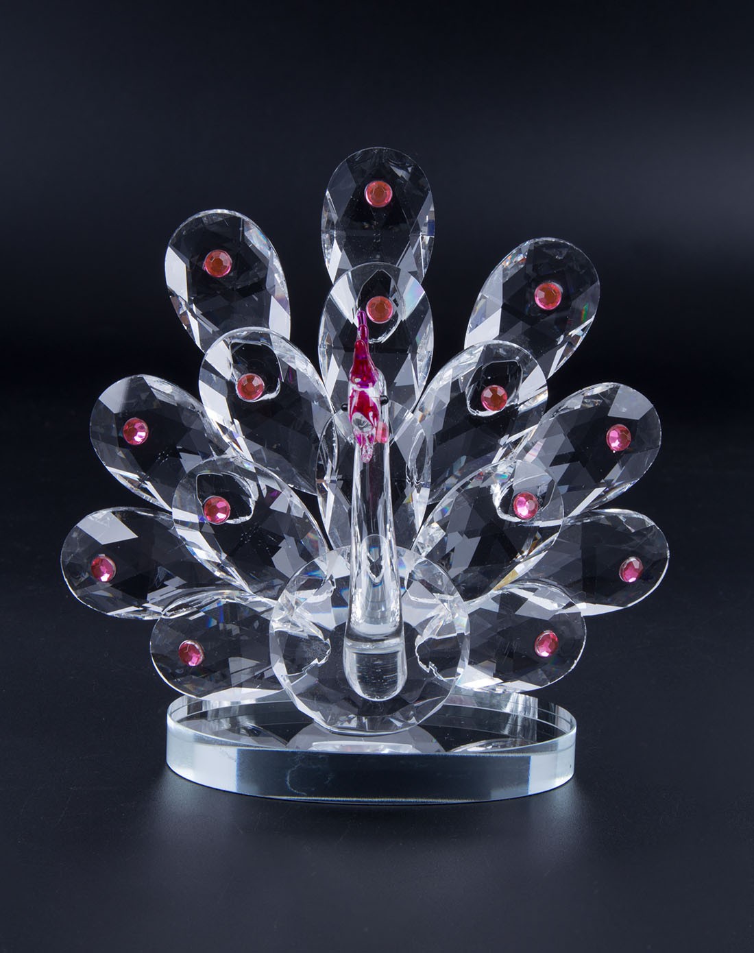 水晶孔雀开屏家庭装饰送礼工艺品摆件