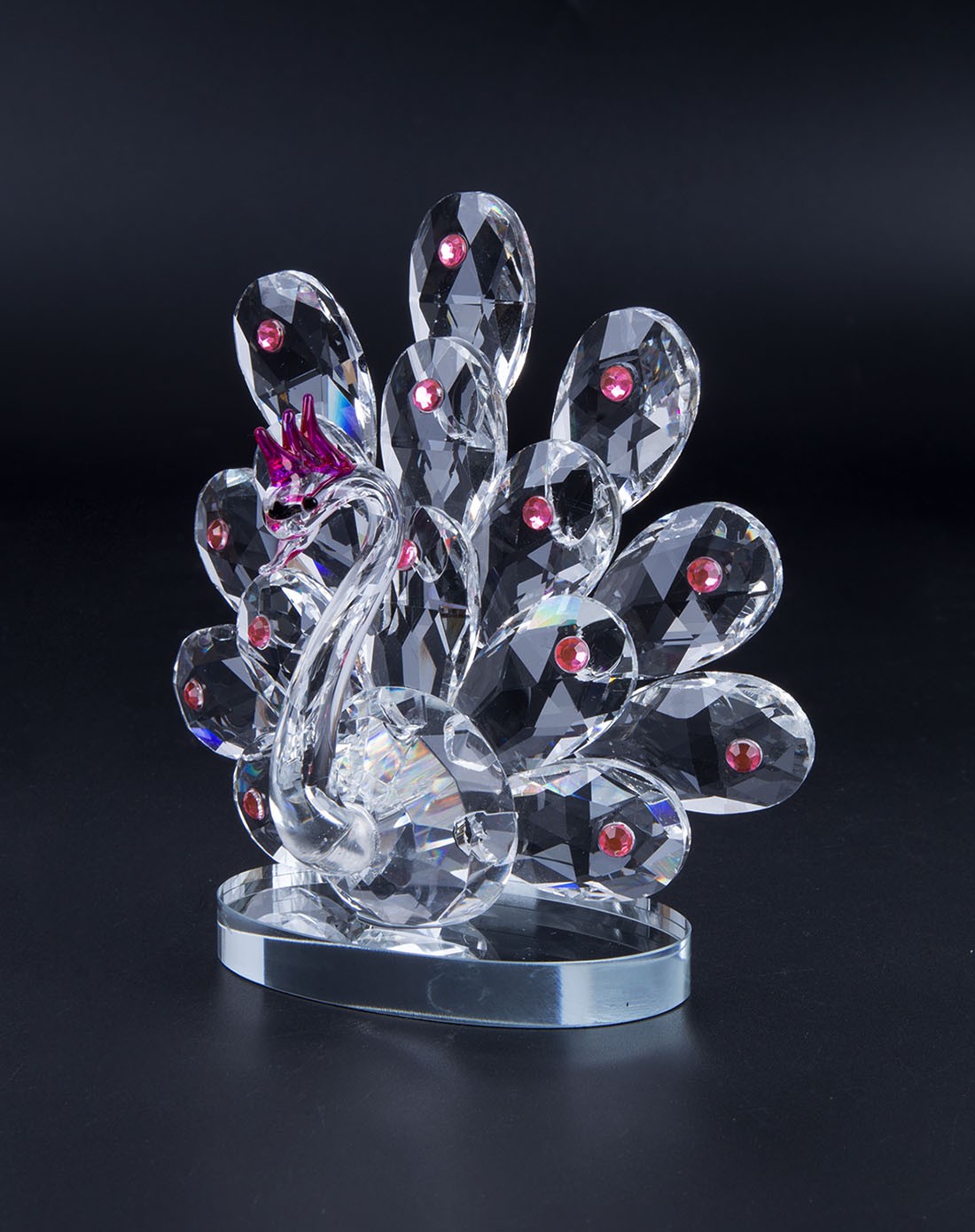 水晶孔雀开屏家庭装饰送礼工艺品摆件