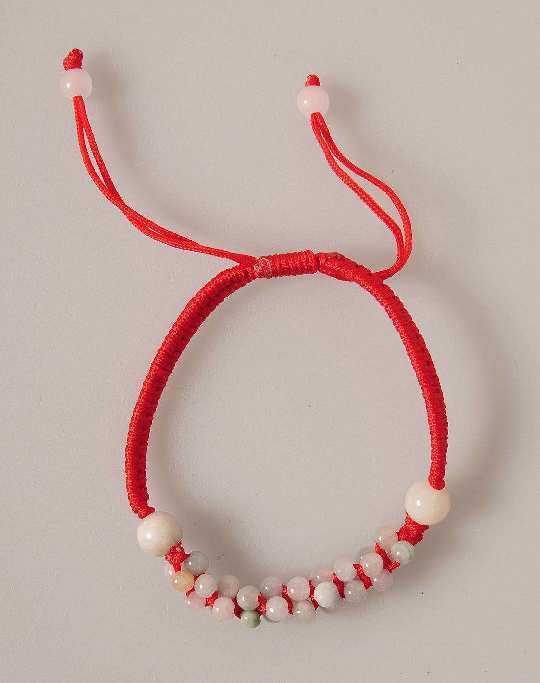 天然翡翠珠子红绳编织手链