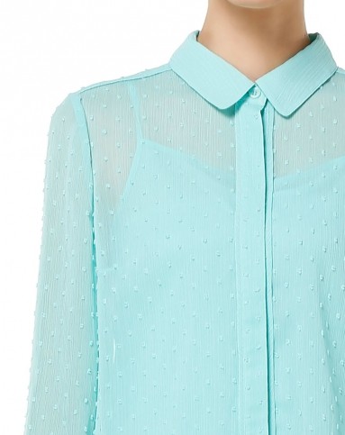 薄荷色休闲时尚开襟长袖上衣