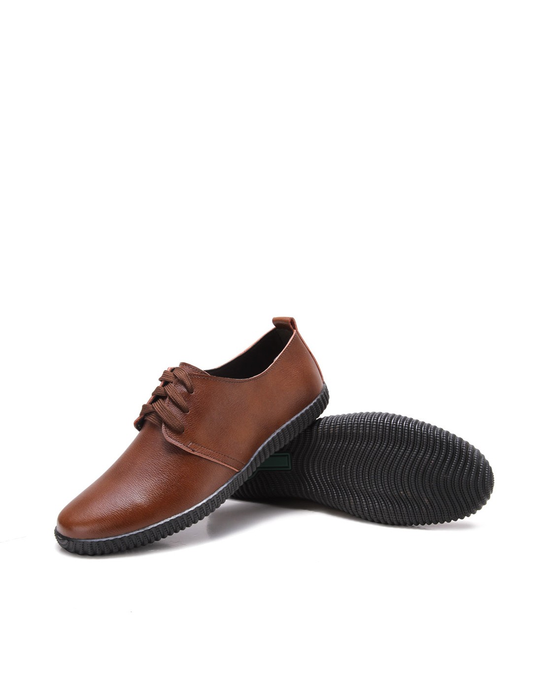 棕色纯牛皮休闲鞋