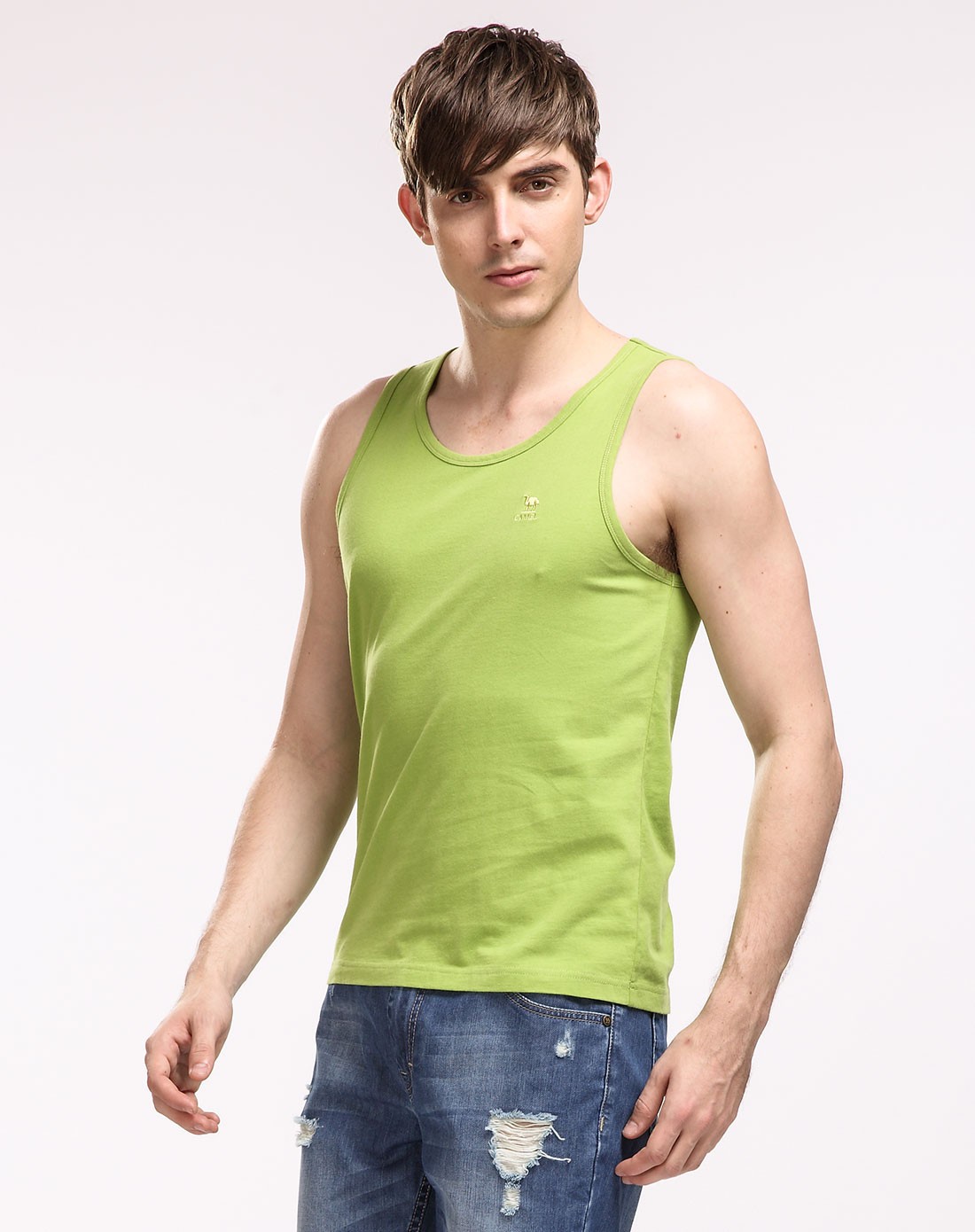 大众圆领薄款 男款草绿色背心