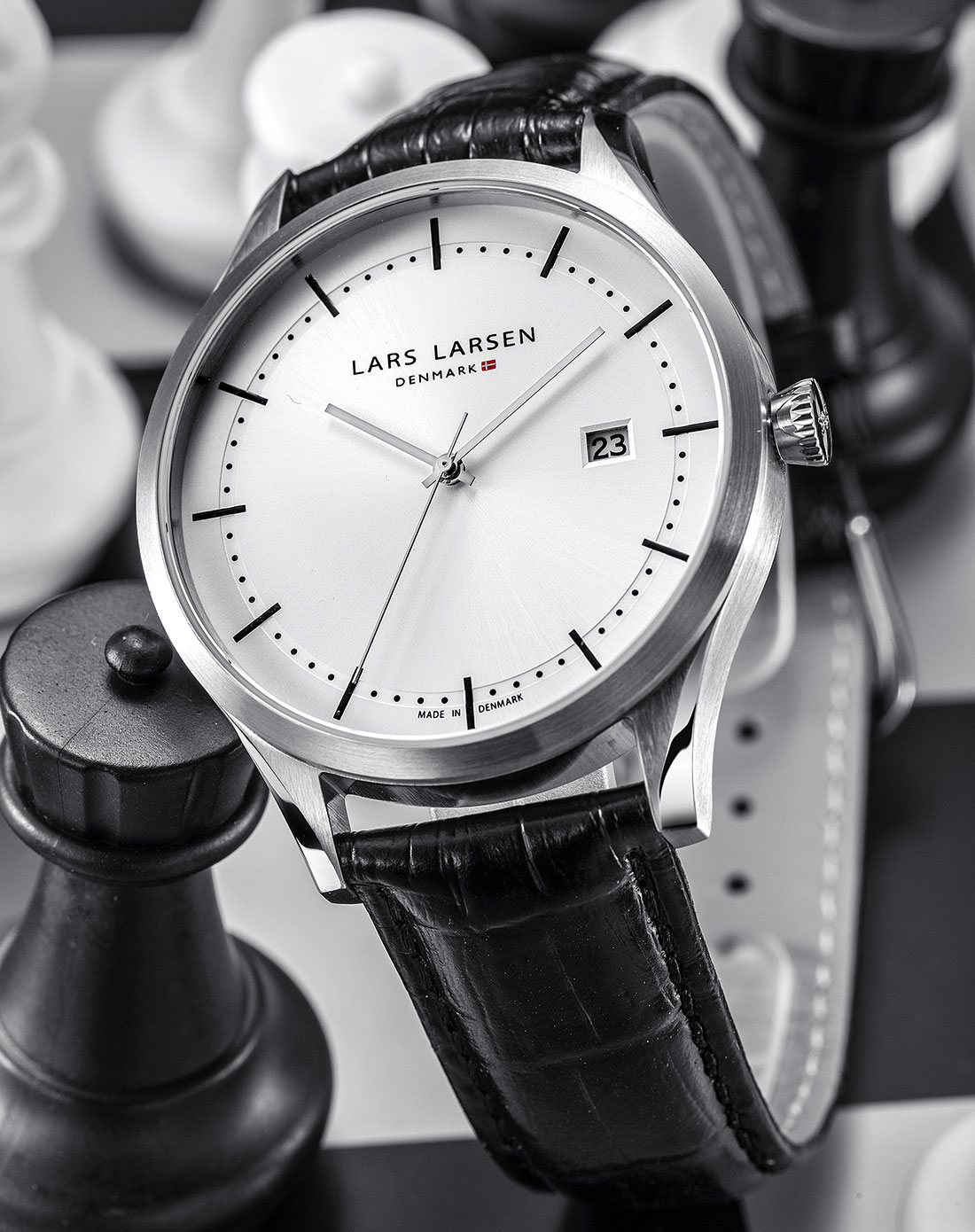 原装进口丹麦名表lars larsen蓝宝石镜面时尚简约男石英表