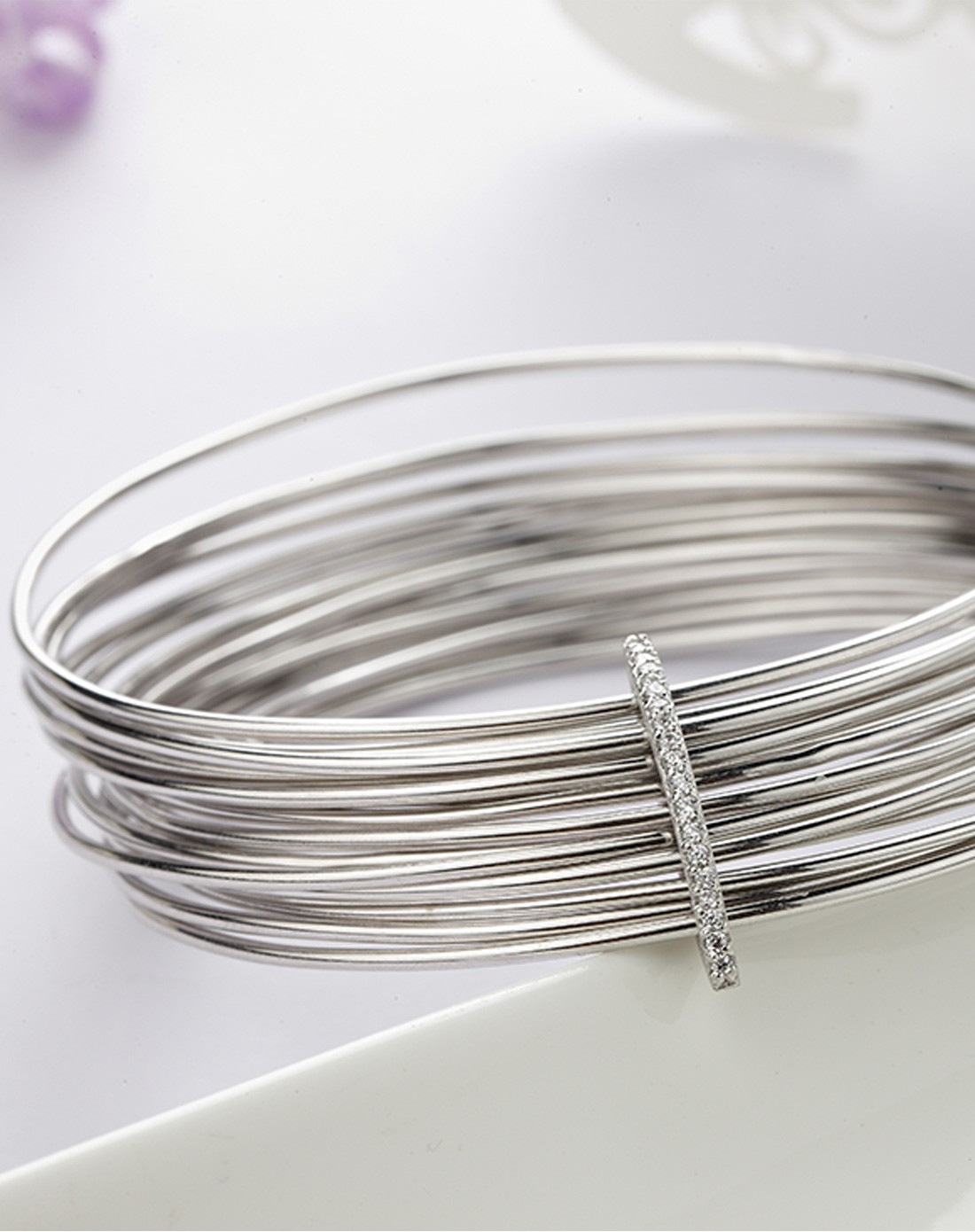 时尚系列 女士s925纯银优雅纯银多层手镯 设计款