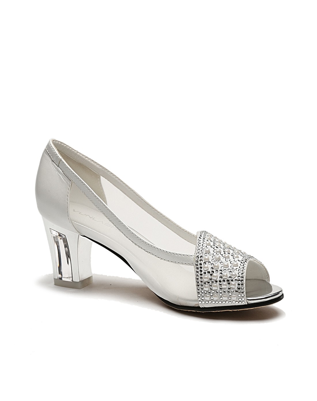 梵莱诗vunlashe白色羊皮纱网拼接时尚女鞋56801013002_唯品会