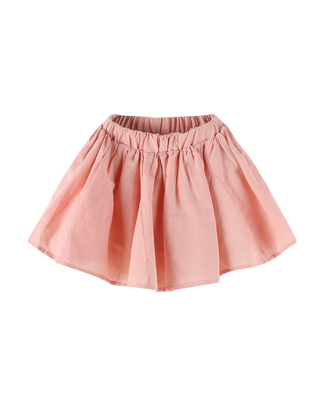 女童粉色亮色麻布短裙