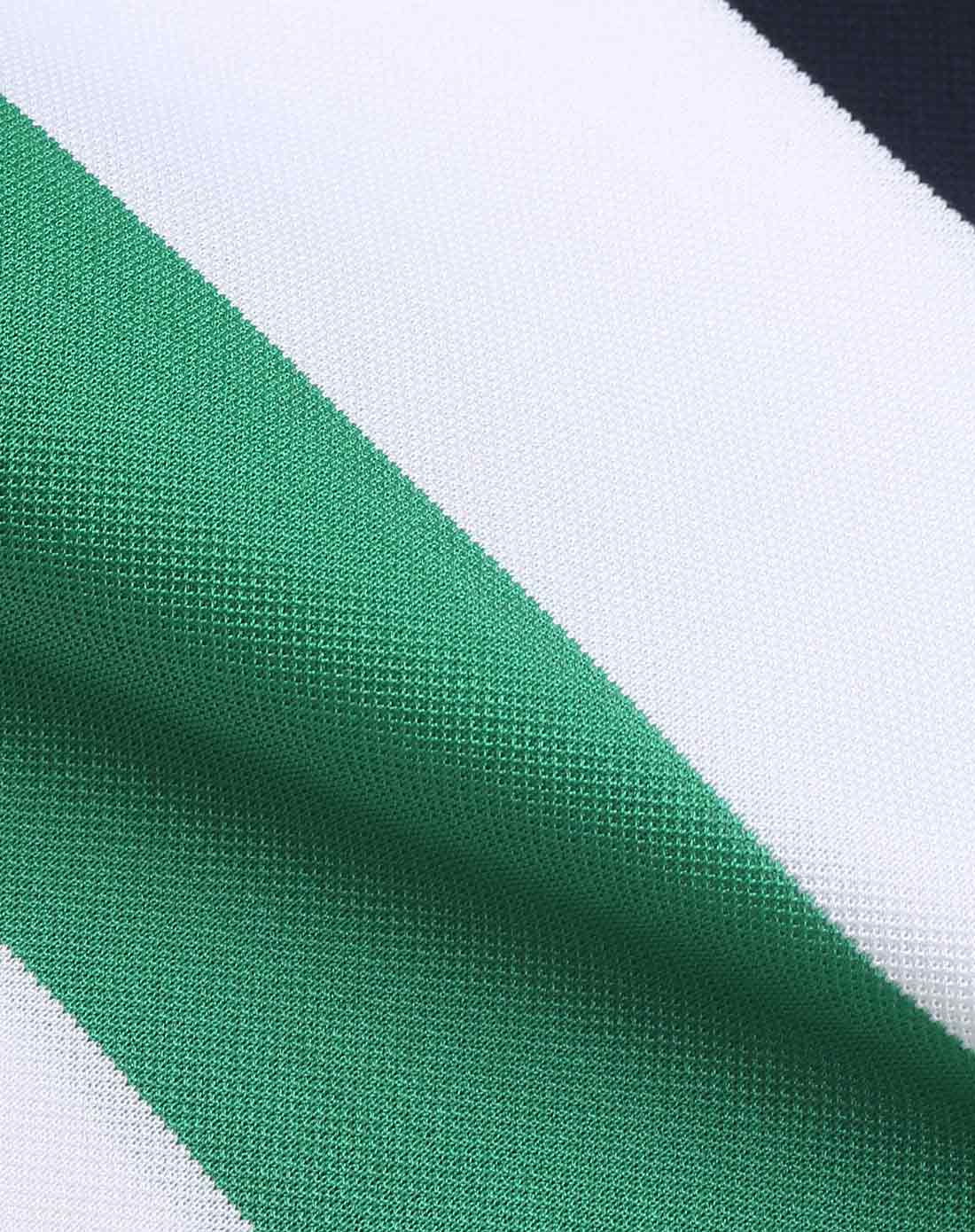 绿白编织领条纹长绒棉polo短袖t恤