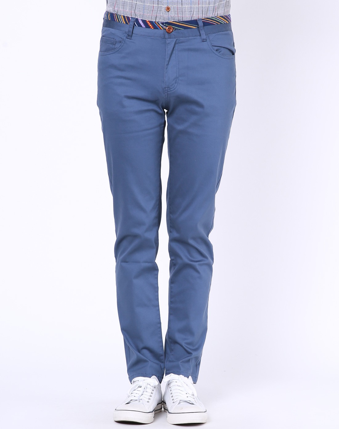 雾灰蓝色男装腰头拼接裤子