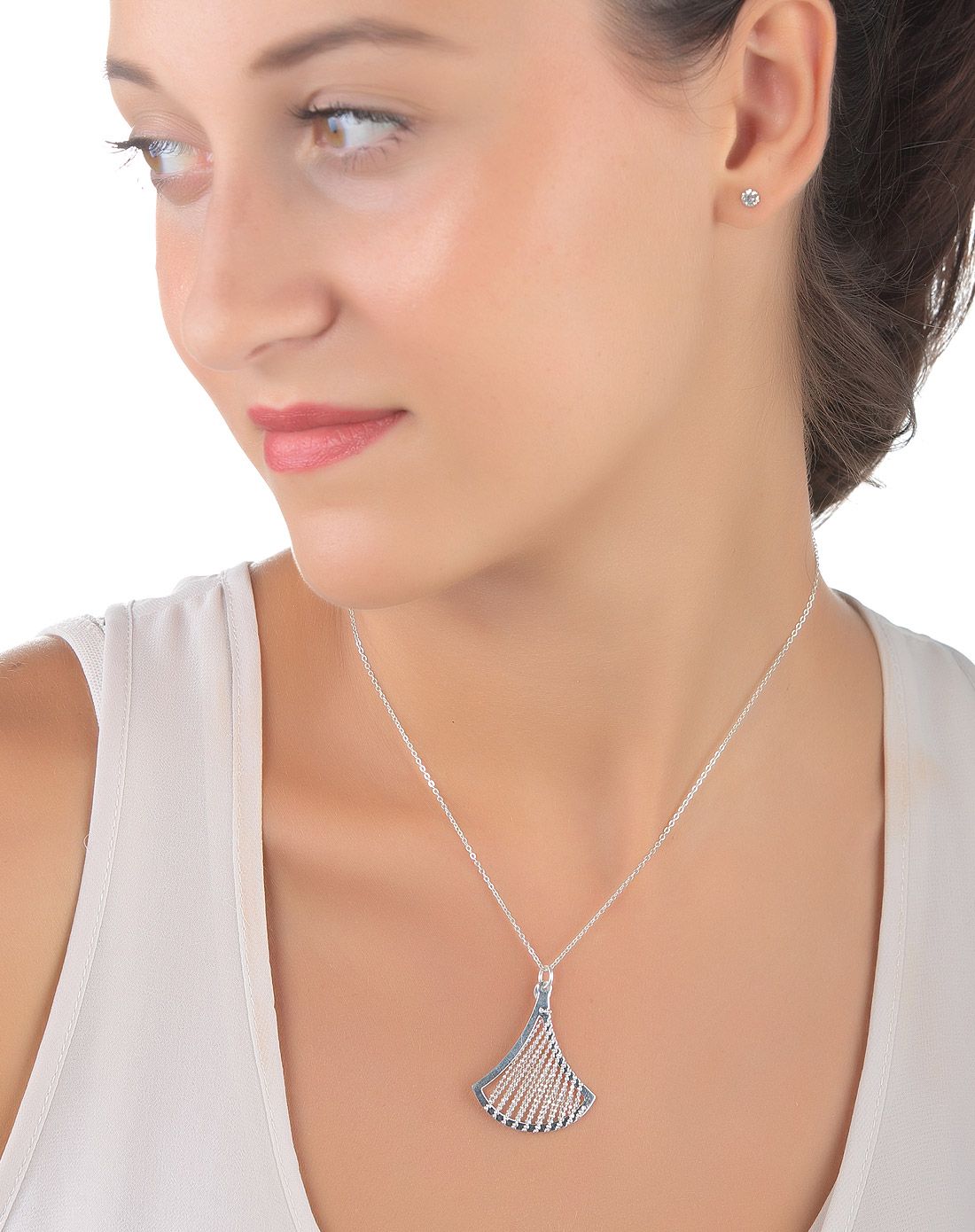 全球首发意大利la corona925纯银扇形皇冠吊坠项链