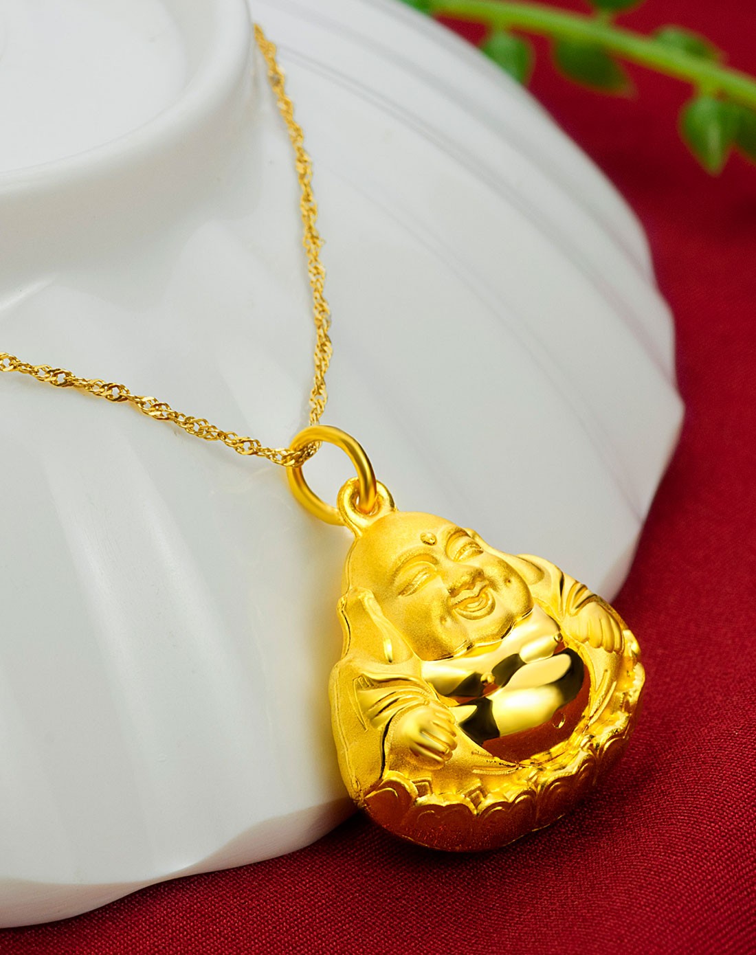 足金弥勒佛大肚佛吊坠(计价)