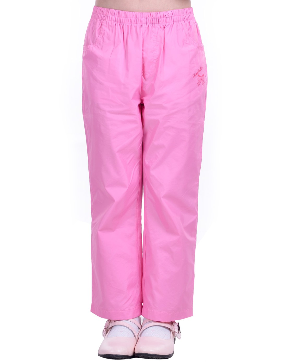 女中童桃红尼龙布运动裤