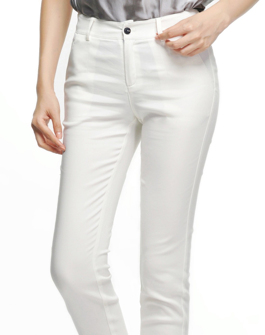 逸阳esey女裤专场白色逸阳休闲八分裤998559-i01_唯品会