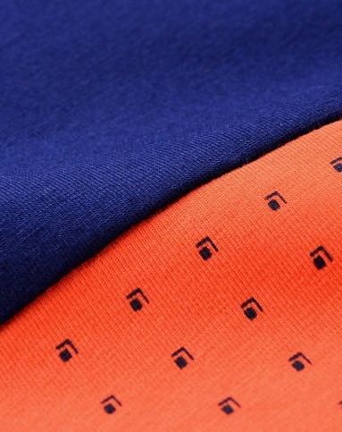 深橙撞色镶拼短袖t恤