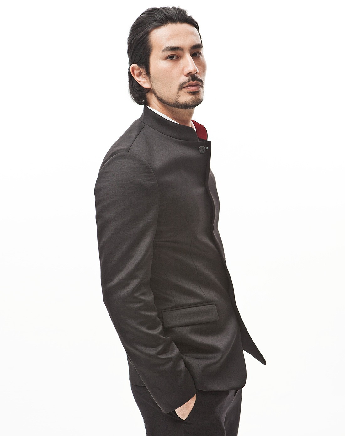 男款黑财神男款黑色成熟中国风立领长袖中山装