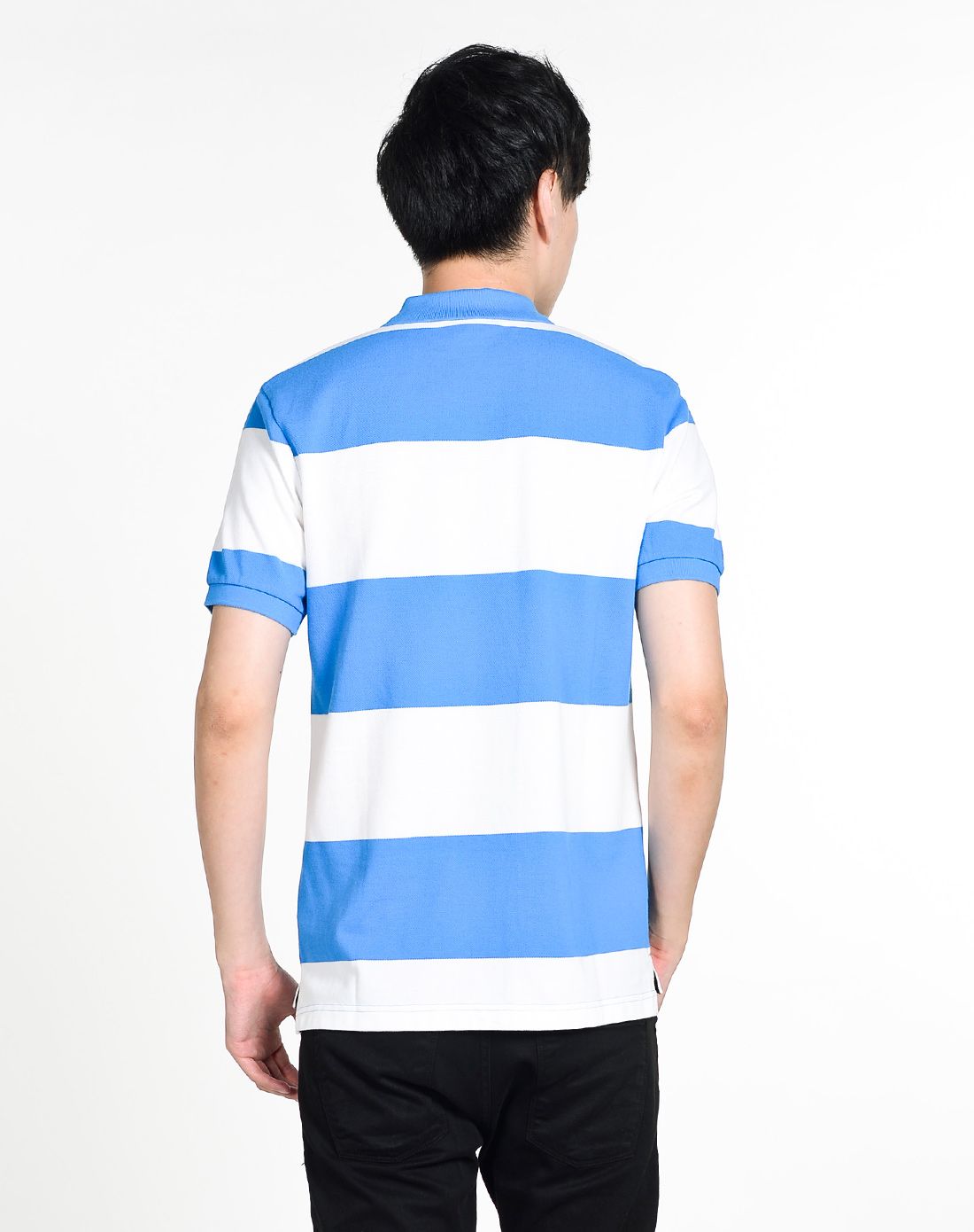 男款白/蓝色短袖polo衫