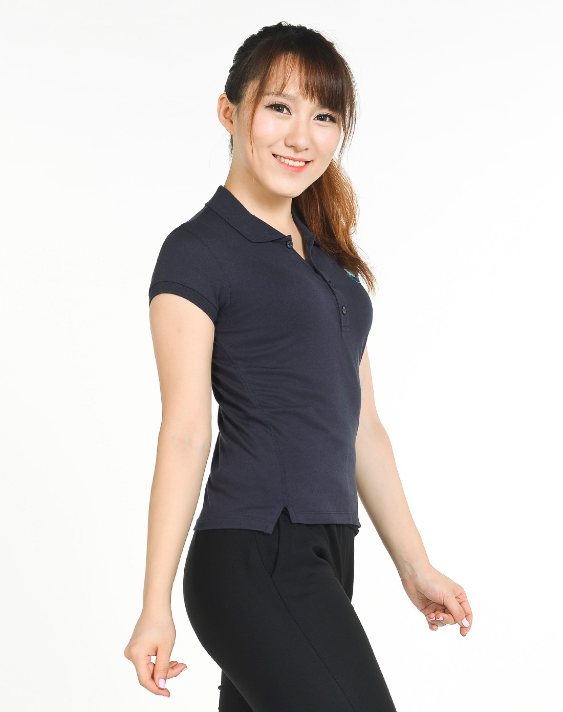 女款蓝黑色短袖polo衫 运动休闲系列